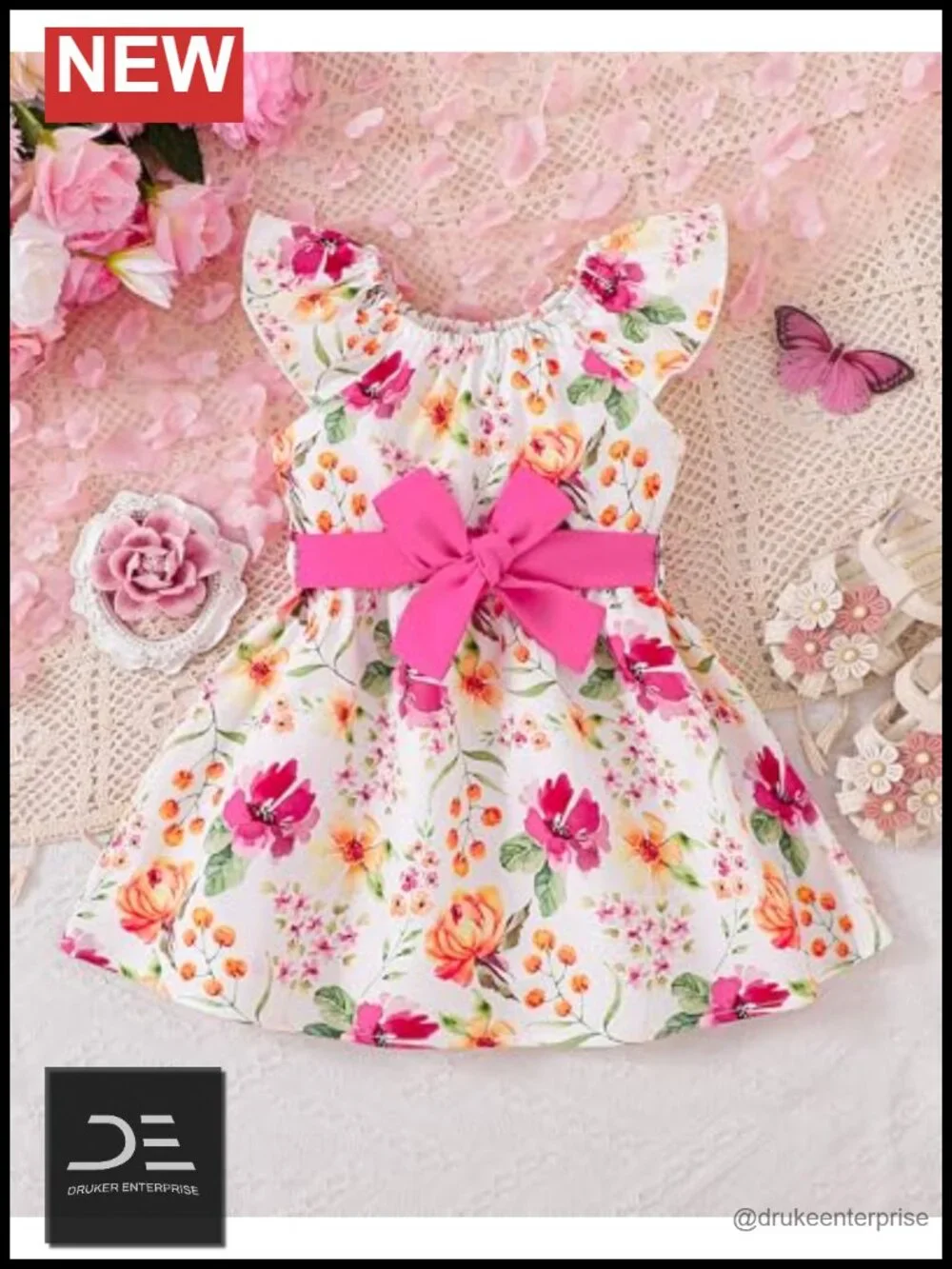 Kids Ruffle Sleeveless Floral Summer Sundress Polyester Blend Beach Party Outfit